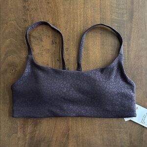 Lululemon Wunder Train Strappy Racer Bra Light Support A/B Cup Leopard Brown 6